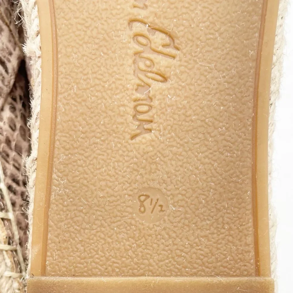 Sam Edelman Kesia Espadrilles Size 8.5 Snake Print Leather Flats Slip-On Taupe